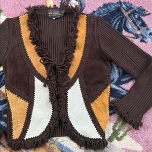 VINTAGE LEATHER CARDIGAN